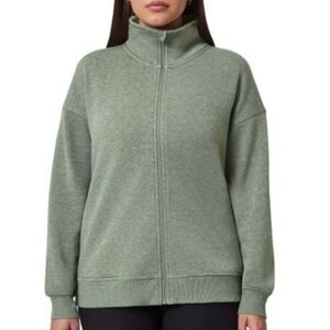 Mondetta Womens Full Zip Heathered Super Soft Fleece Jacket Green Size Small